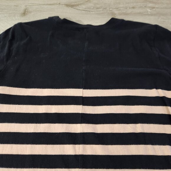 J. Crew Black & Beige Striped Midi Dress Short Sleeve Cotton Womens Size M - Picture 11 of 16